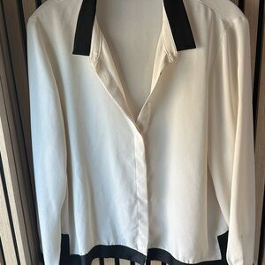 Zara White and Black Button Down Shirt